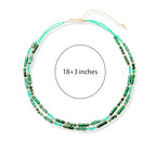 Elisheva Natural Stone Choker Necklace for Women, Boho Natural Emperor Jasper Stone Lace Agate Beaded Crystal Necklace, Gemstone Jewelry Gift for Her - style: 2 layered green emperor stone