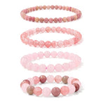 Vinswet 4pcs Beaded Bracelets for Women,Natural Healing Crystal Gemstones Bracelet,Anxiety Stress Relief Bracelet Handmade purple Jewelry Gifts for Women - color: Rhodochrosite&Watermelon crysta&Rose Quartz