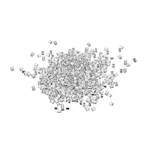 uxcell 1000Pcs Crimp Tube Beads, 1.5x1.5mm Brass Tube Crimp End Spacer Beads Tiny Stoppers for Bracelet Jewelry Making DIY, Silver Tone - color: Silver Tone, size: 1.5x1.5mm