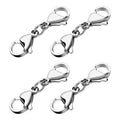 Grevosea 4 Pieces Double Lobster Clasp Extender, Stainless Steel Lobster Claw Clasps Double Claw Connector Bracelet Necklace Extender for DIY Jewelry Making Women and Girls Gifts(Silver) - color: 4pcs