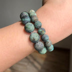 36pcs Natural Matte Africa Turquoise Gemstone Beads，10mm Frosted Round Loose Stone Beads for Jewelry Making DIY Earring Bracelet Necklace Crafts - color: Africa Turquoise, size: 10mm
