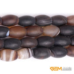 GEM-Inside Botswana Agate Gemstone Loose Beads Natural 8x12mm Frosted Olivary Crystal Energy Stone Power for Jewelry Making 15" - size: Brown-8x12mm-Matte