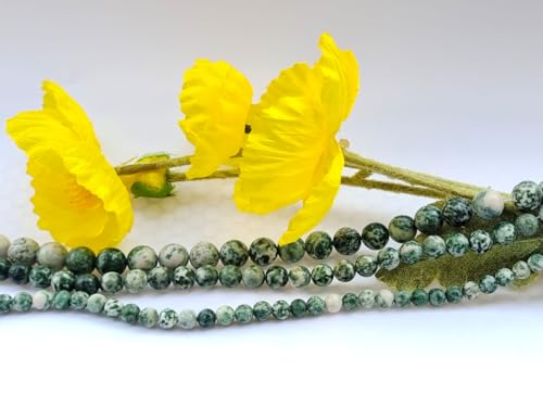Stone Beads 6mm 140pcs Green Spot Jasper Beads Round Loose Gemstones Beads for Bracelet Necklace Jewelry Making (6mm, 60606 Green Spot Jasper) - color: Green Spot Jasper Beads, size: 6mm