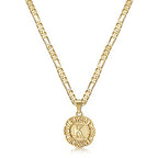 KissYan Initial Necklaces for Women, 14K Gold Plated Round Letter Pendant Capital Monogram Necklace Alphabets from A-Z Figaro Chain Jewelry - color: Gold, style: K