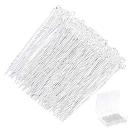 220Pcs Head Pins 925 Sterling Silver Plated Brass Flat Ball Head Eye Pins Jewelry Pins Needles 50.5mm for Earring Bracelet Necklace Jewelry Making Findings Accessory Supplies DIY Craft - size: 50.5x3x0.6mm