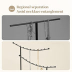 LAMU Jewelry Organizer, 5 Tier Jewelry Stand Display with Anti Entanglement Necklace Holder Tree, Height Adjustable Stroage for Earrings Rings Studs Bracelet, Valentines Day Gifts for Women, Black - color: Black