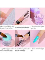 Basic Acrylic Nail Kit,Acrylic Powder and Liquid Set,AcrylicS NailS Liquid,3Colors NailS AcrylicS Powder Kit with Manicure Tools for Beginner Nail Art Manicure DIY (A2)
