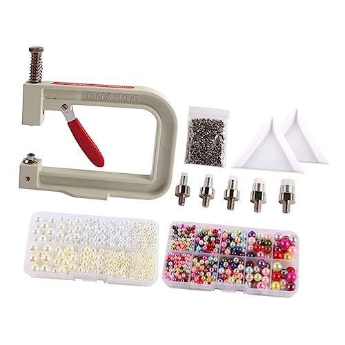 LIFKOME Portable Pearl Hand Press Beading Tool Pearl Setting Tool Set Rivet Fixing Machine for DIY Craft