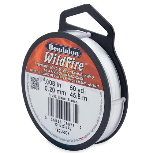 Beadalon Wildfire Ultra - Beading Thread, Beading Supplies for Crafters, Jewelry Makers, Beaders. Braided Fishing Line - size: 0.008 in / 50 yd, style: Frost