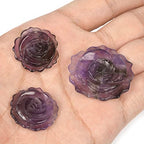 Justinstones 3pcs Carved Gemstone Flower Pendant Earrings Beads Set For Jewelry Making DIY 1.3 Inch & 1 Inch - color: Amethyst