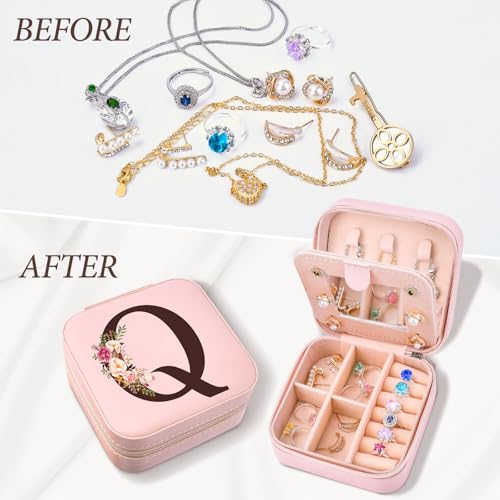 Inngeroo Mothers Day Mom Gifts from Daughter Son, Travel Jewelry Case Box Organizer Personalized Gifts for Mom Wife Women Daughter Friends Sister Grandma Aunt - style: Q