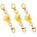 925 Silver Heart-Shaped Magnetic Necklace Clasps and Closures, Magnetic Clasp Converter for Jewelry Making Supplies,Chain Extender Connector for Necklace Bracelet (3pcs Gold) - color: 3pcs gold