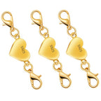 925 Silver Heart-Shaped Magnetic Necklace Clasps and Closures, Magnetic Clasp Converter for Jewelry Making Supplies,Chain Extender Connector for Necklace Bracelet (3pcs Gold) - color: 3pcs gold