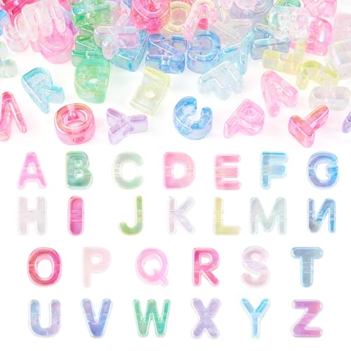 FASHEWELRY 52Pcs Crystal Clear Large Letter Beads Jelly Color Big Alphabet Bead A to Z Chunky Paracord Beads for Keychains Bag Charm Kit Phone Chains Bracelets Necklaces Shoelaces - color: 0Jelly Colors-26 Letters