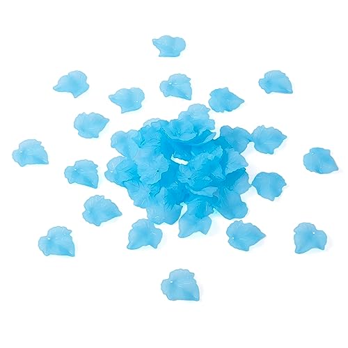 Crafans 100Pcs Frosted Acrylic Leaf Charms 24x22.5x3mm Transparent Plant Pendants Clear Autumn Maple Leaves Beads Charms for Jewelry Making (Cadet Blue) - color: Cadet Blue