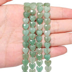 22pcs Faceted Heart Stone Beads Natural Green Aventurine Bead 8mm Crystals and Healing Stones for Jewelry Making Supplies,Friendship Bracelet Kit,Love Gifts - color: Green Aventurine