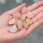 10pcs Irregular Raw Natural Pink Aventurine Rock Stone Pendant Healing Crystal Chakra Gemstone Charm for Jewelry Making DIY Necklace Earrings Accessories Reiki - color: Pink Aventurine