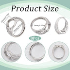 SUNNYCLUE 1 Box 8Pcs Pad Ring Settings Platinum Color Brass Adjustable Ring Blanks Finger Ring Base Rings Components Finger Ring Pad Bezels for Jewelry Making Kits Fit for 10mm Gemstones Cabochons - style: Ring 3
