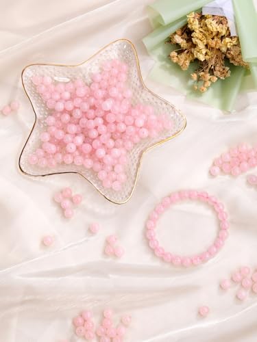 Jovivi 96pcs 8mm Pink Round Rose Quartz Beads for Jewelry Making - color: Rose Quartz