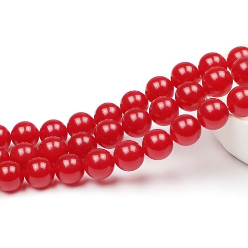 MJDCB Natural Red Jade Round Loose Beads for Jewelry Making DIY Bracelet Necklace (6mm) - color: Red Jade, size: 6mm