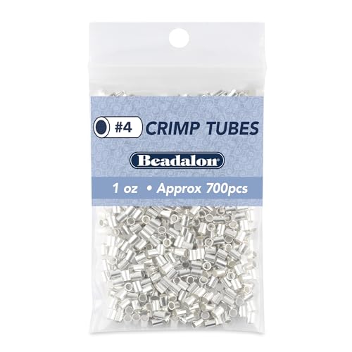 Beadalon Crimp Tubes, Size #4, Silver Plated, 1 oz, Approx. 700 pc - color: Silver, size: Size #4, 700 pc