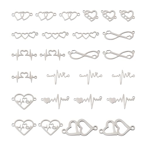 Beadthoven Bracelet Jewelry Connectors Charms Links for Jewelry Making, Antique Silver Metal Filigree Charms Golden Cubic Zirconia Charms Pendants Connectors for Earrings Bracelet DIY Findings - color: AS-Heart#36pcs