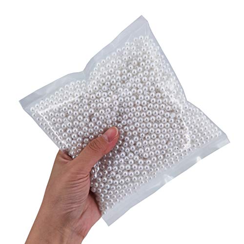 INSPIRELLE 2600pcs White Undrilled ABS Art Faux Pearls for Vase Fillers, 6mm No Hole Makeup Beads to Hold Brush Eyeline, Imitation Round Pearl Beads for Table Scatter Home Wedding Decoration - color: White, size: 6mm
