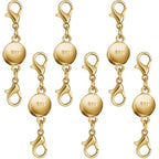 925 Silver and Gold Magnetic Necklace Clasps, Round Necklace Clasp Closures for Jewelry Making,Magnetic Necklace Clasps and Extenders,for Bracelet Necklace and Accessories (6pcs Gold) - color: 6pcs gold