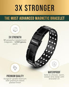 MagnetRX® 3X Strength Magnetic Bracelets for Men – Effective Titanium Mens Magnetic Bracelet – Premium Fold–over Clasp & Adjustable Length with Sizing Tool & Gift Box (Black) - color: Black (3X Strength)