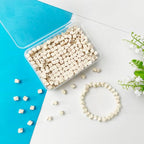 PAMIR TONG White Cube Space Beads for Jewelry Making 6mm 300pcs Natural Turquoise Stone Square Lanyard Space for Garland Keychain DIY Handmade Craft Beads for Necklace Bracelet Supplies - color: White Square