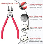 Wire Cutters 2 PACK, 6 inch Wire Cutter Set, HOUSERAN Side Cutters Flush Cut Pliers, Spring Loaded Cutting Pliers with Non-slip Red Handle, Wire Cutters Heavy Duty for Jewelry Making, Crafts, Zip Tie - color: 2 Pack