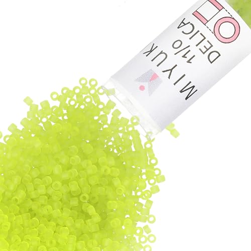 Miyuki Delica Seed Beads – Size 11/0 (1.6 mm), DB0766, Matte Transparent Chartreuse, 7.2 g, Approx. 1440 Beads, Made in Japan - color: DB0766 - Matte Transparent Chartreuse