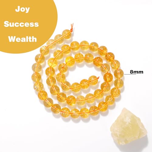 Raicegs 100pcs 8mm Citrine Beads Natural Gemstone Beads Round Loose Beads for Jewelry Making DIY Bracelets Necklace - color: Citrine, size: 8mm Round