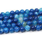 MJDCB Natural Stone Beads Blue Striped Agate Round Loose Beads for Jewelry Making DIY Bracelet Necklace (6mm) - color: Blue Striped Agate, size: 6mm