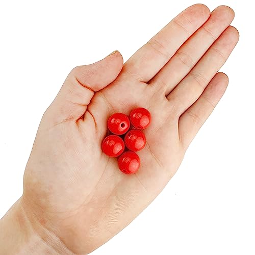 90 Round Red Acrylic Beads 14mm Diameter with 2.4mm Hole - color: Red, size: 14mm