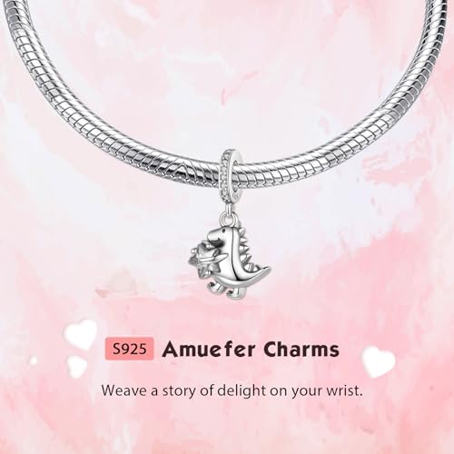 S925 Bead Dangle Charms for Bracelets Necklaces, Compatible with Pandora, Jewelry Making - style: Dinosaur Charm