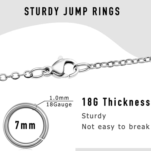 2000 Pieces Stainless Steel Jump Rings for Jewelry Making, 7mm, 18 Gauge Thickness, Silver (7mm) - color: 7mm