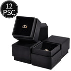 driew 12 Pack Cardboard Drawer Display Jewelry Boxes, Black Gift Boxes Kraft Paper Box Jewelry Gift Packaging Case Sponge Insert and Lids for Rings (2.05x2.05X1.57 Inch)