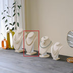 MOOCA 2 Pcs Linen Covered Wood Jewelry Display Necklace Chain Jewelry Bust Display Holder Stand, Necklaces Mannequin, 6 3/8 W x 4 1/4 D x 10 H in, Tan Linen - color: 6) Tan Linen, 2 pieces