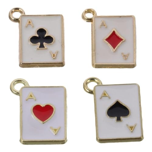 80Pcs Enamel blocks plum blossoms spades hearts Poker Card Charms Gold Alloy Card Pendants for DIY Keychains Necklace Bracelet Earring Jewelry Making Craft Ornament