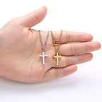 Joxevyia Cross Necklace for 14K Gold Filled Stainless Steel Small Cross Pendant with Cuban Chain Necklace Simple Faith Jewelry Christmas Gift for Men Women 16-24 Inches - size: 24 inches, style: small silver cross necklace
