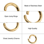 DanLingJewelry 200Pcs 304 Stainless Steel 19 Gauge Open Jump Rings 7mm for Jewelry Making Connectors Jewelry Finding Golden Color - color: 200 pcs - ф7mm δ 1mm - Golden