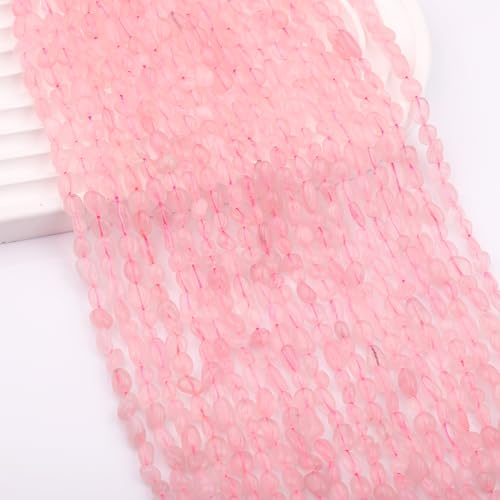 Natural Stone Beads 6-8mm Rose Quartz Oval Irregular Freeform Tumbled Loose Gemstone Beads for Jewelry Making 15 Inch Strand 50-55 Pcs - color: Rose Quartz-1 strand15”-approx. 55 beads