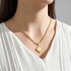 LETFLY Initial Necklaces for Women Men, 18K Gold Plated Letter Cross Pendant Necklace Alphabets A-Z Figaro Chain Jewelry Gifts - color: Rhombic, style: Letter E