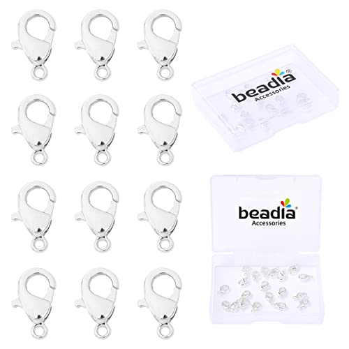 BEADIA Silver Plated Lobster Clasps Non Tarnish 12mm 20pcs for Jewelry Making Findings - color: Lobster Clasps Silver, size: 12mm
