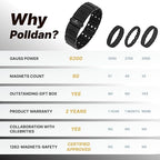 POLLDAN® 3X Power Magnetic Bracelets For Men | 6200 Gauss Strength Mens Titanium Bracelet with Fold-Over Clasp, Adjustable Length, Gift Box, Sizing Tool | Innovative Magnets Alloy - Patent - color: Black