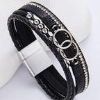 FANCY SHINY Mothers Day Gifts Boho Leather Wrap Bracelet Stackable Infinity Chunky Cuff Bracelets Western Hippie Outfits Jewelry Valentine Gifts for Women - color: Black