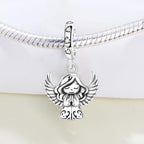 925 sterling silver Bead Charm for Pandora bracelets and Necklaces - Cute Heart Animal Ocean Pendant Bead Charms with Cubic Zirconia Mother's Day Jewelry Making DIY Gifts for Women Wife/Girlfriend - color: Charming Angel Girl Pendant