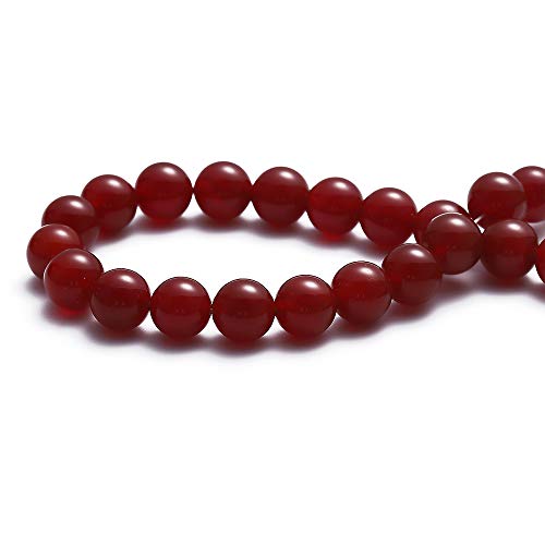 BEADIA Natural Red Agate Stone Round Loose Semi Gemstone Beads for Jewelry Making 10MM 38PCS - color: Red Agate, size: 10mm