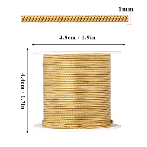 33 Feet Gold Snake Chains Roll, 1mm 18K Gold PVD Plated 304 Stainless Steel Round Snake Chain Bulk Spool for Jewelry Making DIY Craft - color: 1mm Gold Round Snake Chains
